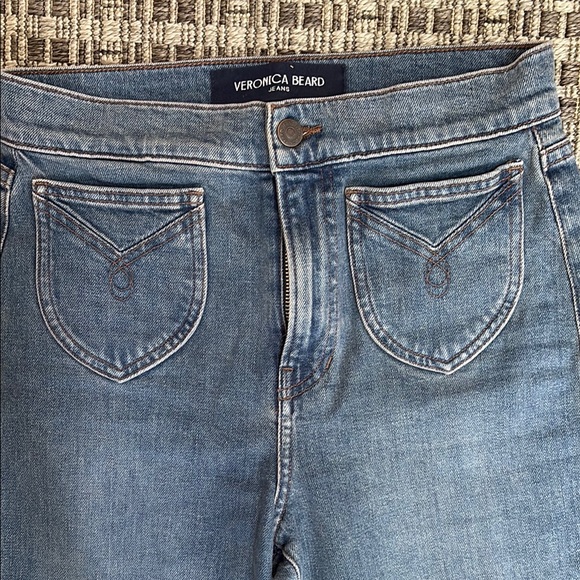 Veronica Beard Blue Patch Pocket Flare Jeans - Picture 3 of 4